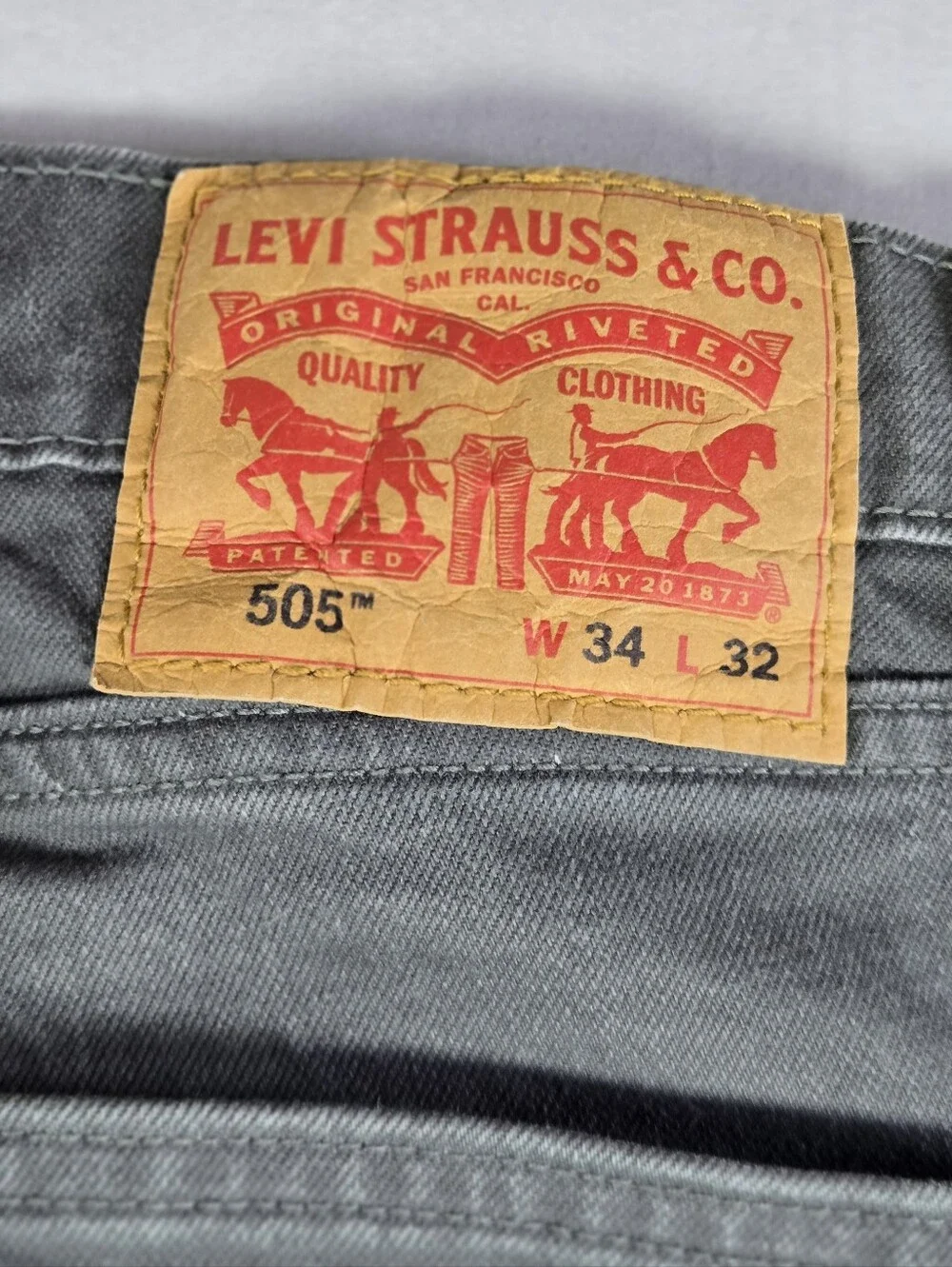Levi's 505 Regular Fit Straight Leg Casual Minimalist Jeans Gray 34x32